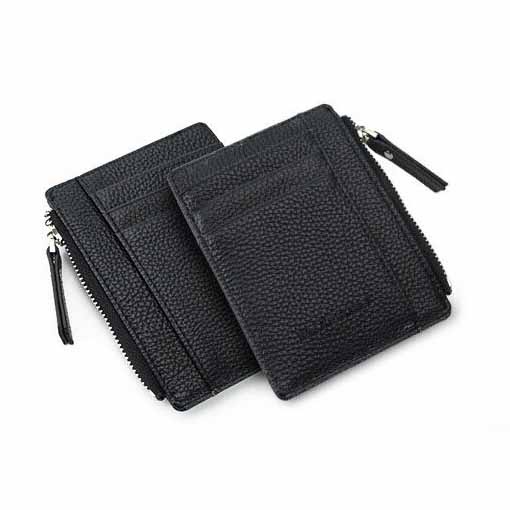 Gu7 Dompet Kartu Model Slim Mini Bahan Kulit ID Card Holder Slim Design 208 kartu atm | kredit | Atm | belanja DEXBXULI  Hitam Or-i