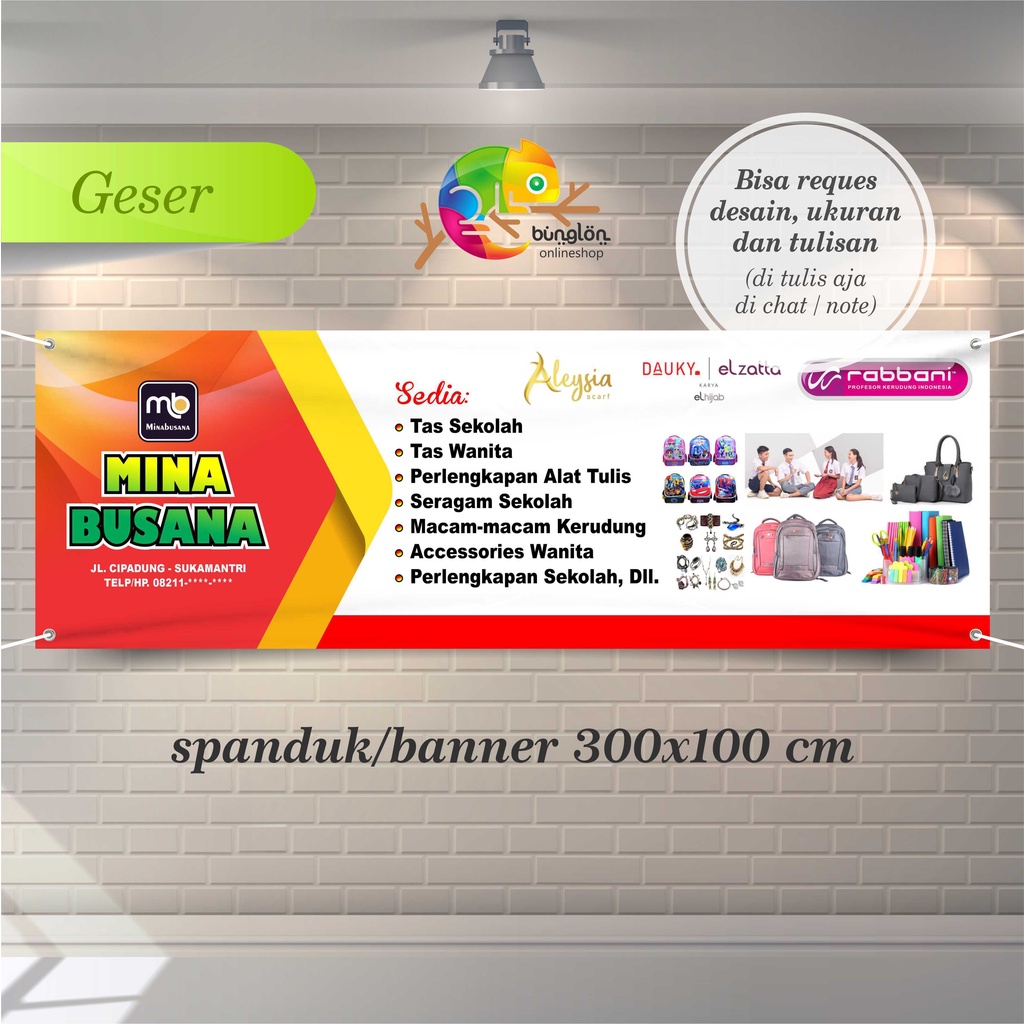 Spanduk, Banner Toko Busana Baju, Tas, Sepatu, Dll. B