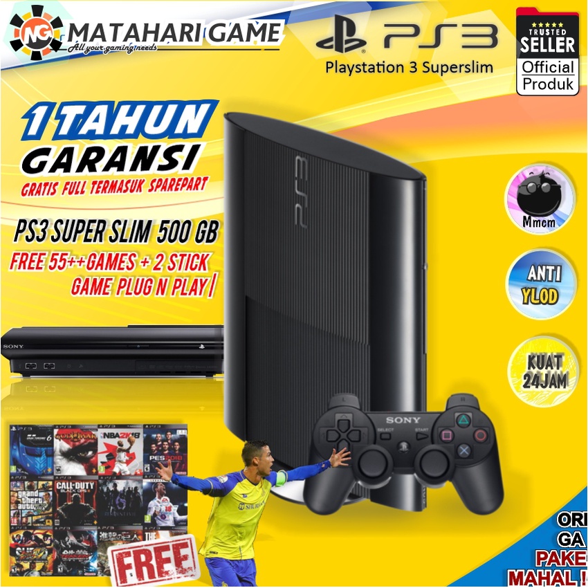 PS3 Super Slim Sony 500Gb 1 Tahun Garansi - Full Games