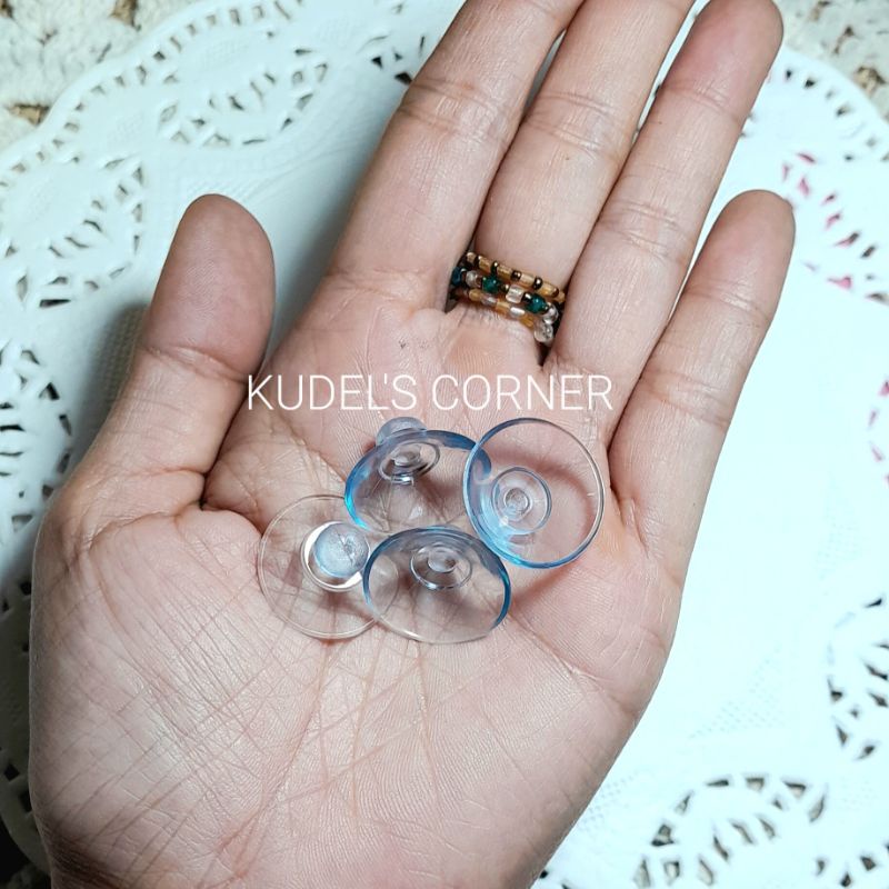 10pcs kop kaca karet bening/ tempelan kaca/ gantungan karet UK 20mm