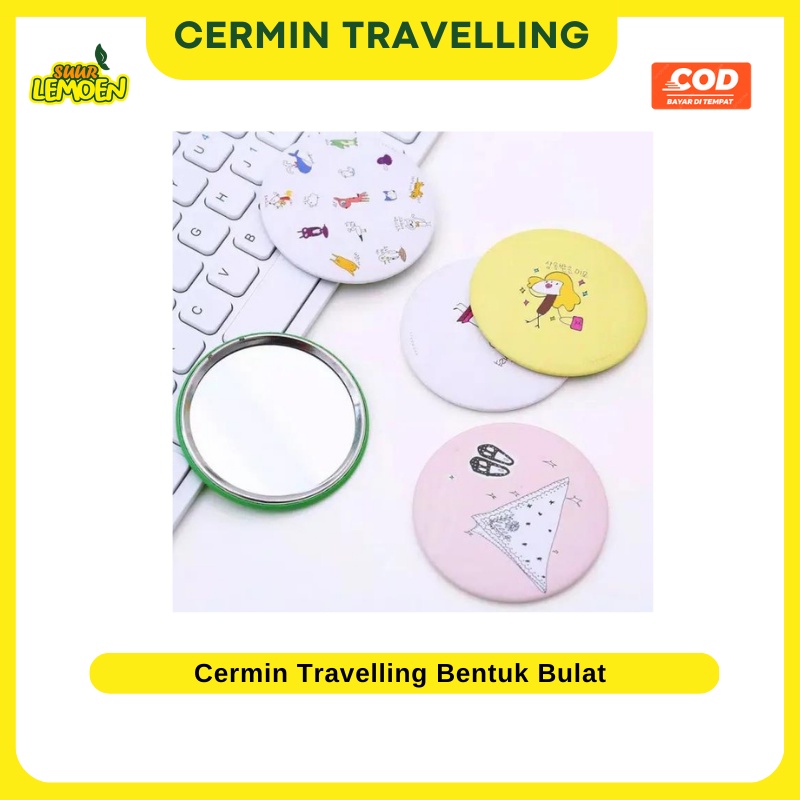 Cermin Bulat Kaca Cermin Make Up Mini Kaca Travelling Portable
