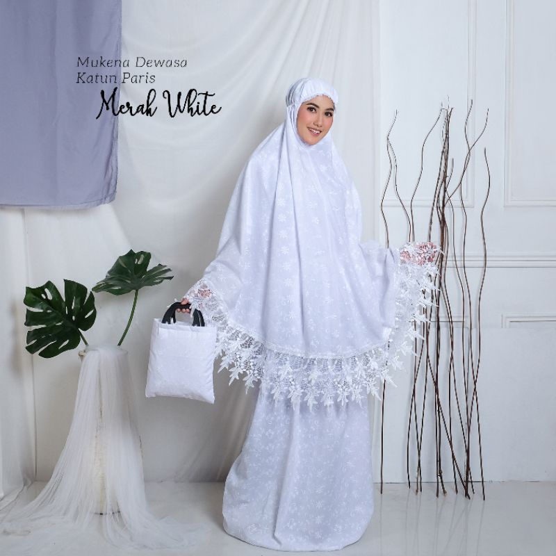 Mukena Dewasa Katun Paris Merak || Mukena Katun Paris Renda Milo