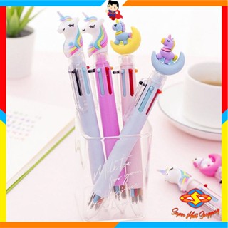 SMS Pena Karakter Mekanik 6 Warna Unicorn Full Moon Pulpen Karakter Unicorn Warna Warni Pulpen Unicorn Multicolor Pulpen Lucu Alat Tulis Sekolah ATK Murah Import