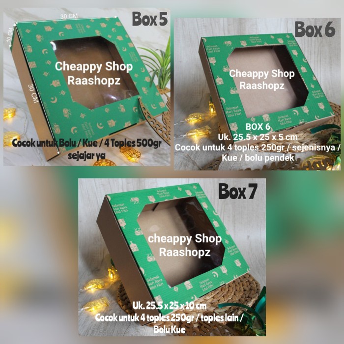 

Box Lebaran 25X25 Box 30X30 Kraft Box 4 Toples Kuker Dus Die Cut Bolu 053