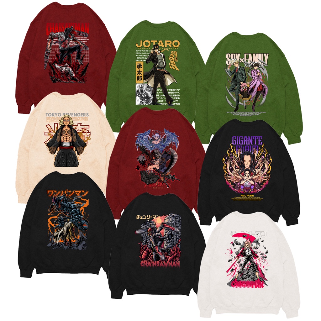 Sweater Crewneck Asta x Noelle Black Clover Sweater Chainsaw Man Crewneck Gigante Fleur One Piece Sweater Jotaro Jojo Sweater SPY x Family Makima Power Chainsawman Sweater Saitama One Punch Man Goru Mikey Tokyo Revengers Sweater Anime Manga SIGN CLOTH