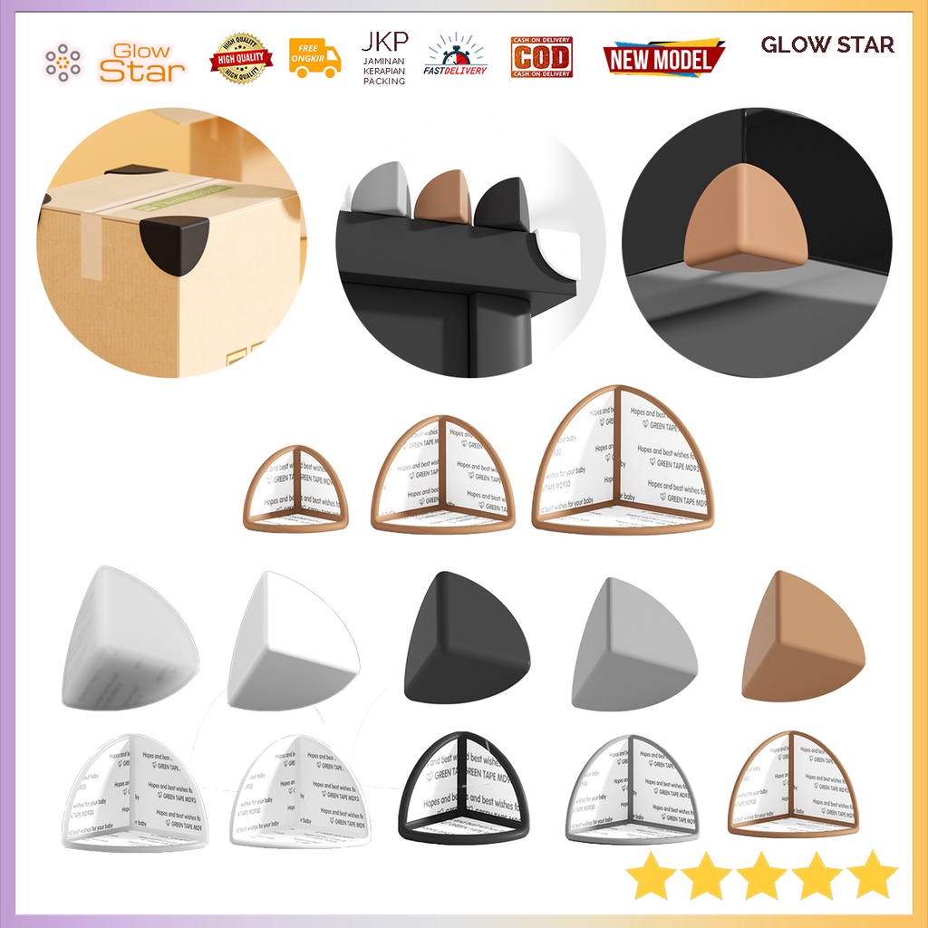 PD2 1PCS Silicone Bumper Pinggiran Tepi Meja Pengaman Triangle 3 sisi ujung Siku Sudut Meja Penahan Benturan Bayi Edge Corner Guard Protector Lucu Elegan