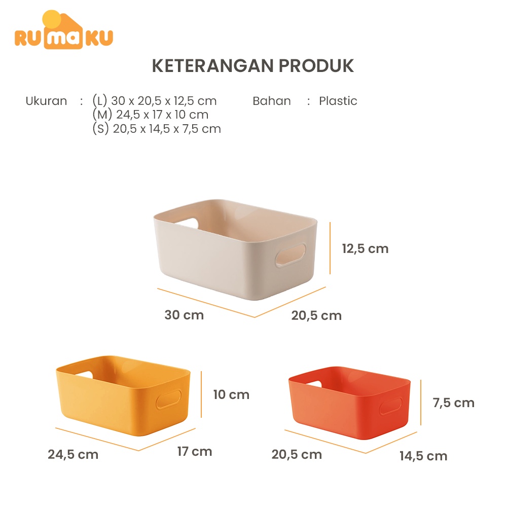 Rumaku Keranjang Serbaguna Tempat Penyimpanan Mainan Pakaian Makanan Makeup Kosmetik Multifungsi Storage Box Organizer Bahan Plastik