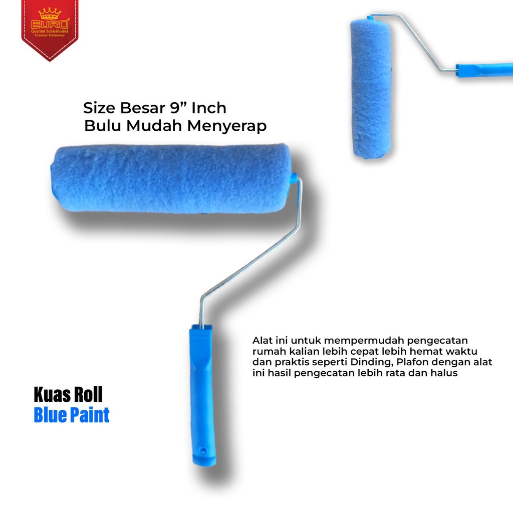 Kuas Roll Rol Cat Besar 9&quot; inch Blue Paint Murah Berkualitas satu set