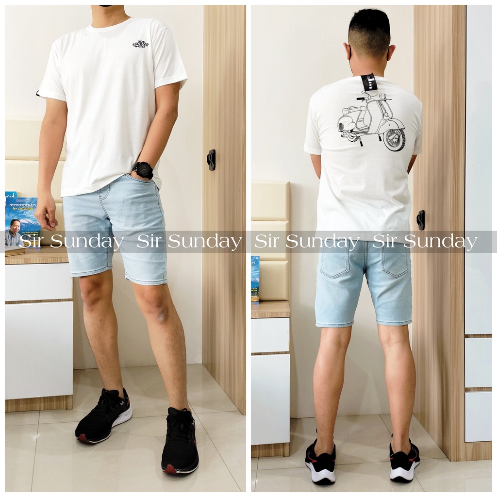 SIR SUNDAY Kaos Pria Leher Oblong Katun Combed Cowok Lengan Pendek Ukuran L , XL