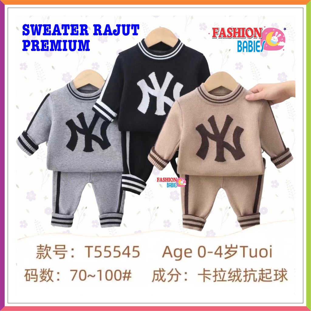 MLB KOREA SETELAN SWEATER RAJUT ANAK IMPORT MOTIF MLB KOREA NY YANKES ❤ FashionBabies ❤