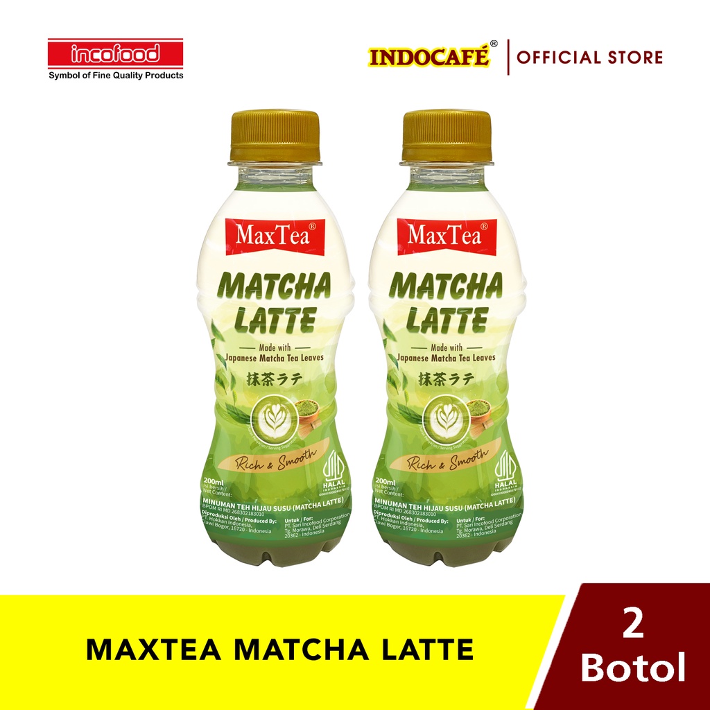 2 Botol MaxTea Matcha Latte (200ml)