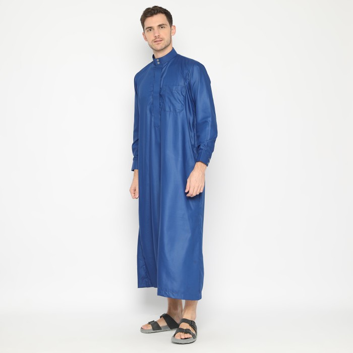 Jubah Pria SHOHIB GAMIS PRIA MANSET KATUN PREMIUM - BIRU ELEKTRIK, XL dewasa terbaru jumbo modern sl
