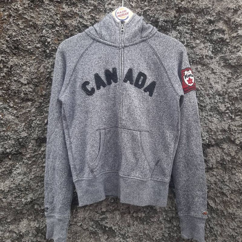 Zip Hoodie Roots Canada Bordir Full Tag Made in Canada