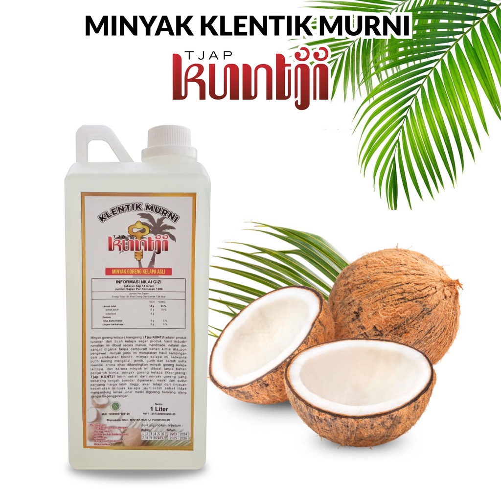 

Minyak Kelapa Asli KUNTJI | Keletik | Kelentik | Kletik | Klentik | Coconut Oil 1000ml