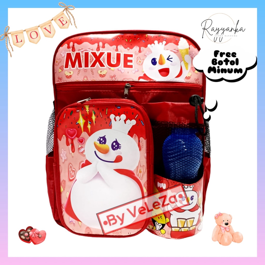 Tas Ransel Anak Laki Laki &amp; Perempuan Model Miixee Gratis Botol Minum Untuk Paud Tk &amp; Sd