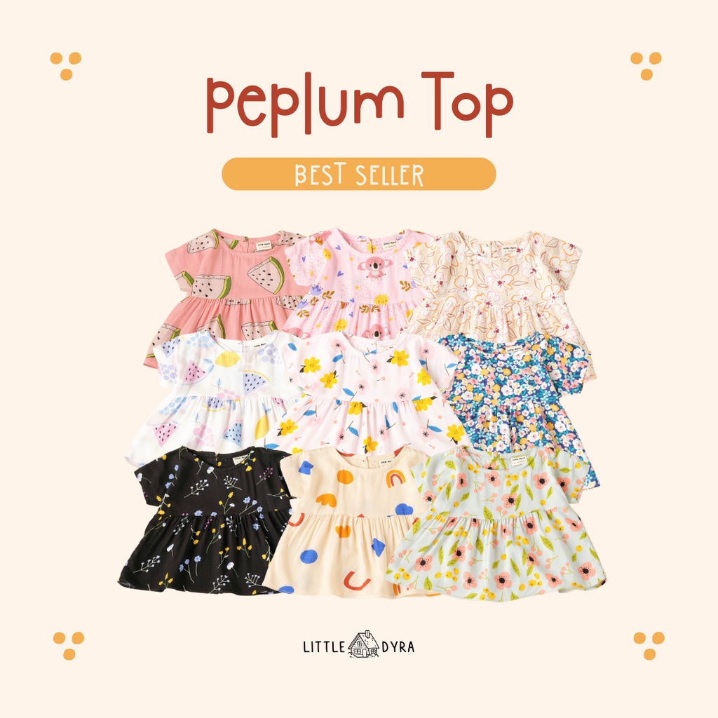 LITTLEDYRA PEPLUM TOP ATASAN ANAK BAJU ANAK PEREMPUAN 6 BULAN - 5 TAHUN