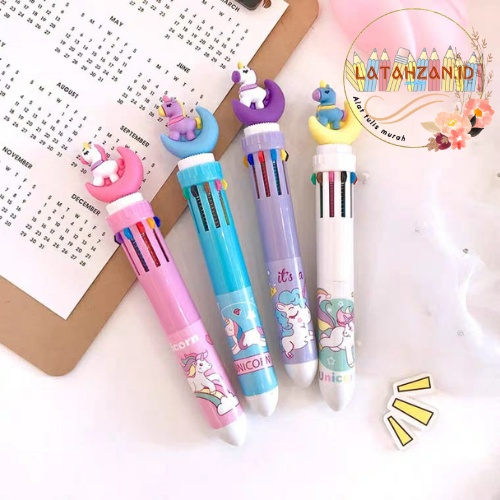 

Pulpen Gel 10 Warna Unicorn / Tinta Warna Warni Pulpen Karakter Lucu Bisa Cod