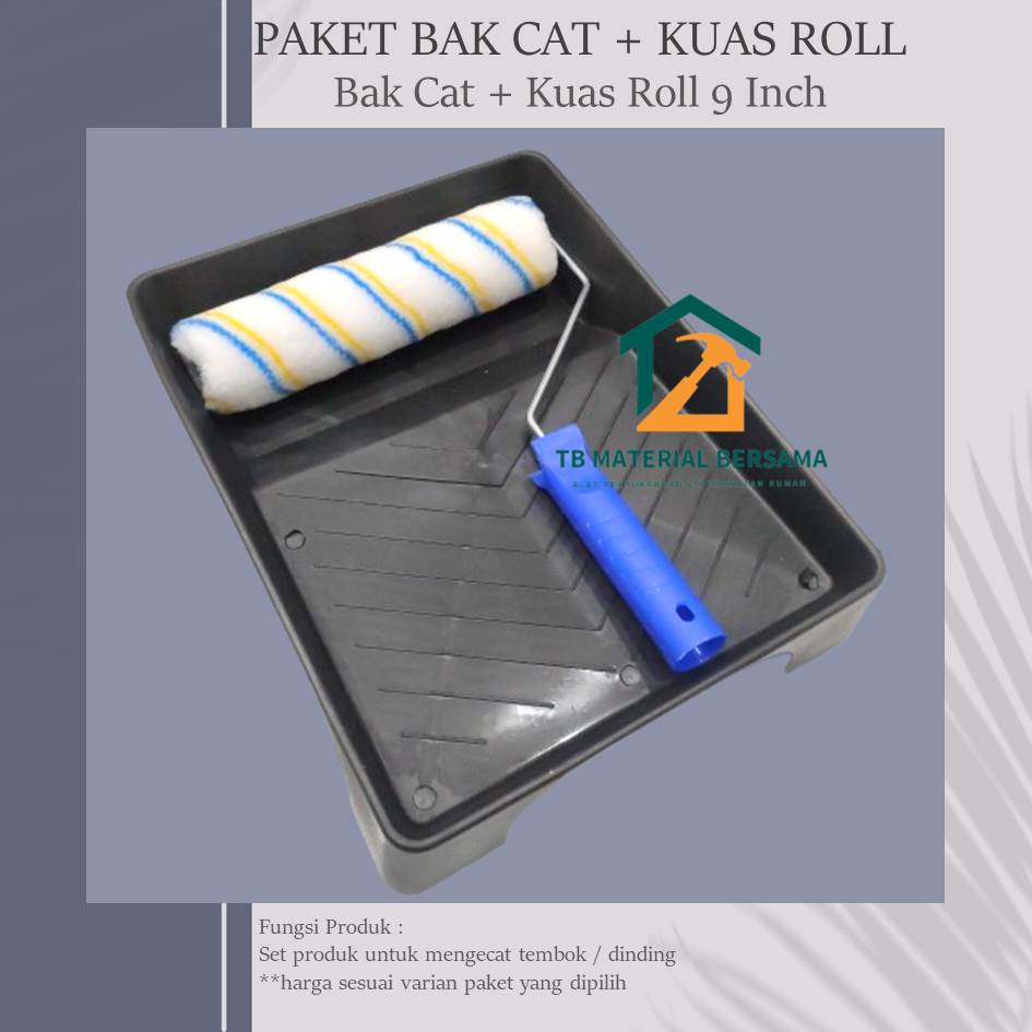 HAMSTER PAKET Bak Cat + Kuas Roll PATEN 9 inch / Bak Cat Tembok / Kuas Roll Tembok / Kuas Cat Dindin