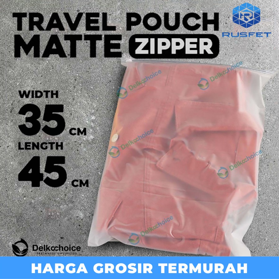 Travel Pouch Organizer Matte Polos 35x45 Travel Bag Zipper Serbaguna