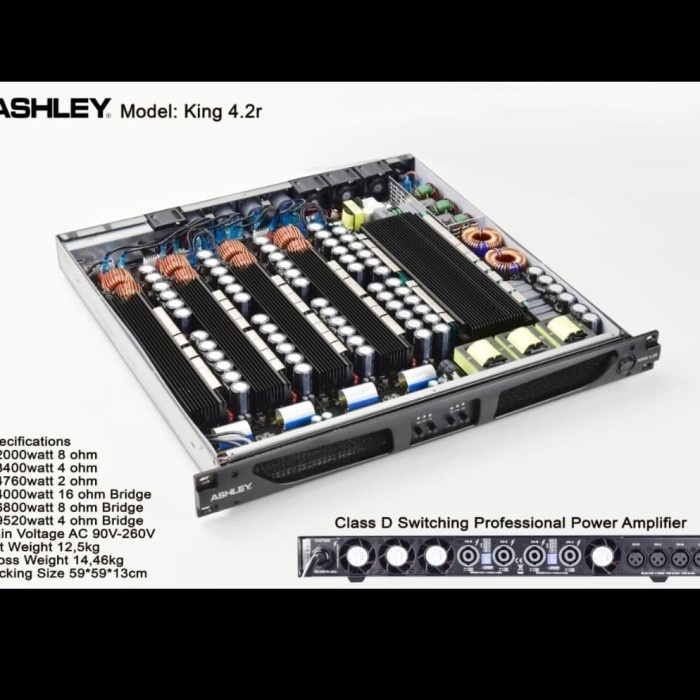 Power Amplifier Ashley King 4.2R Class D Switching 4 X 2000 Watt