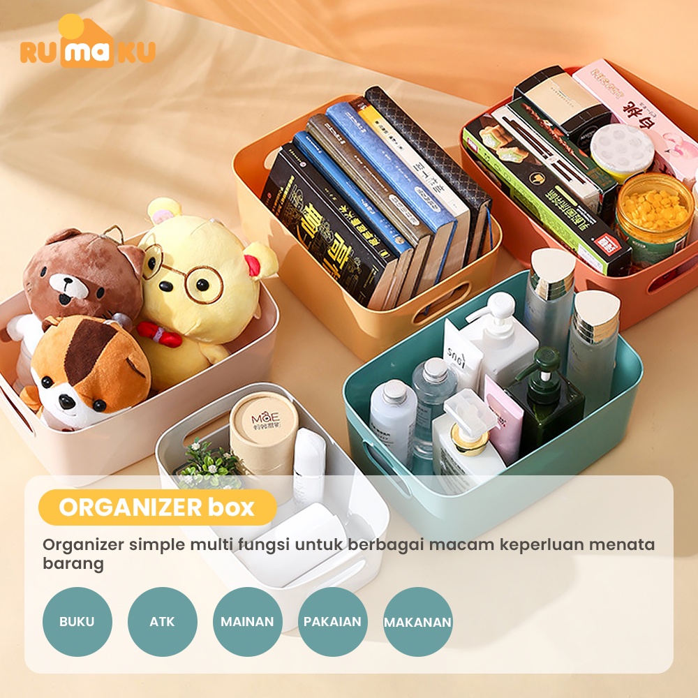 Rumaku Keranjang Serbaguna Tempat Penyimpanan Mainan Pakaian Makanan Makeup Kosmetik Multifungsi Storage Box Organizer Bahan Plastik