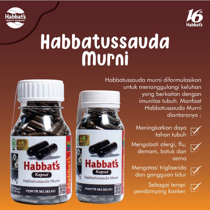Habbatussauda Murni - Habbats Kapsul 100 Suplemen Herbal Peningkat Imunitas isi 100 - 200 Kapsul