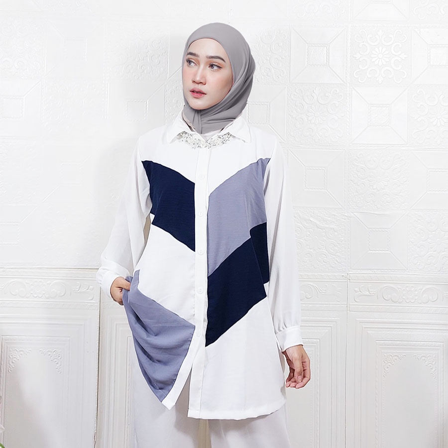 LYODRA BLOUSE WANITA CRINGKLE KATUN AIRFLOW KOMBINASI MIX BY GL FASHION