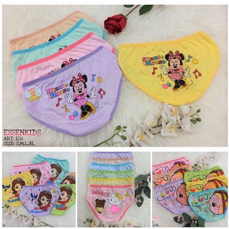 isi 6 Pcs CD Celana Dalam Anak Perempuan Karakter Motif Lucu Size S M L XL