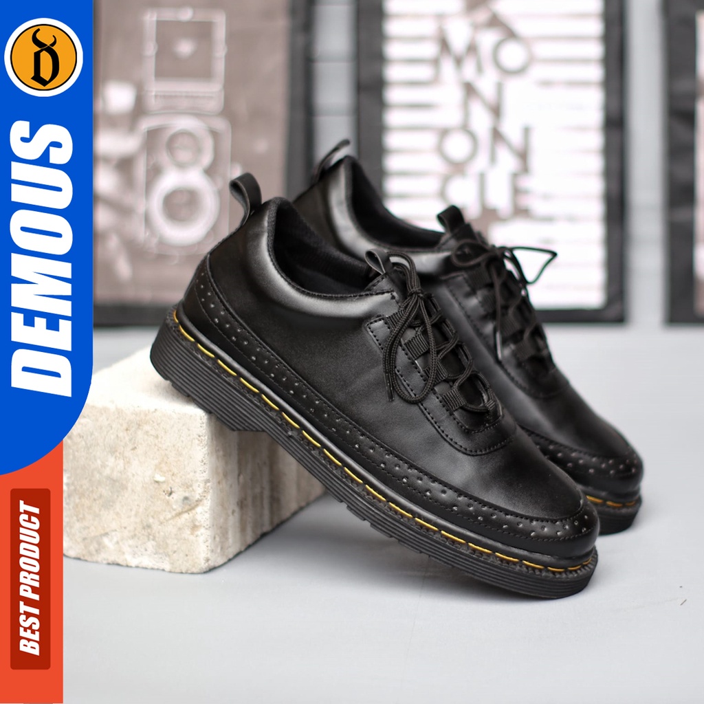 DEMOUS Hatta Black - Sepatu Formal Pria Sepatu Kantor Pria