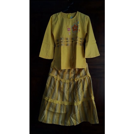 [PL] Set Baju Rok Jilbab Muslim Anak Kharisma Kuning