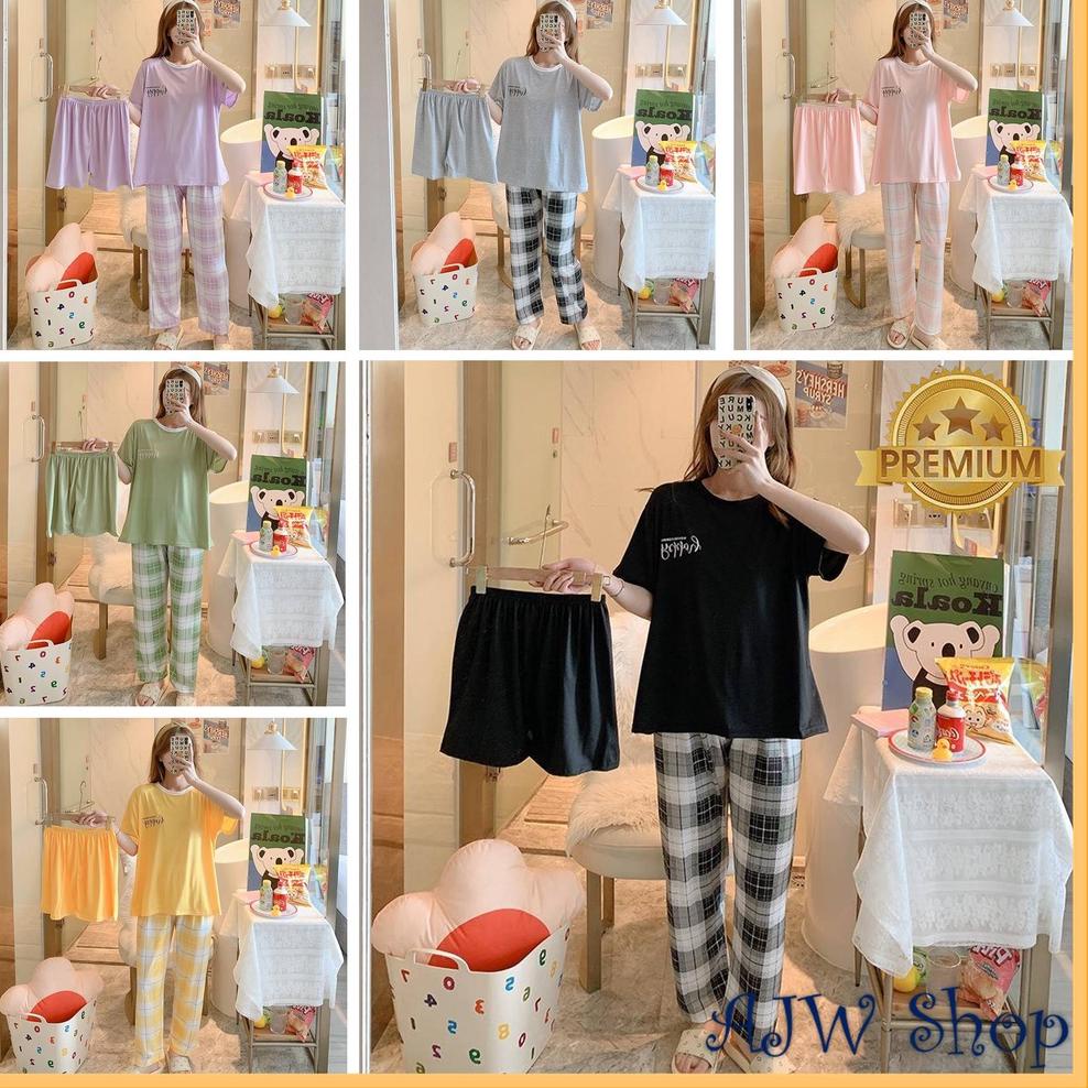 《 AJW Shop Piyama 3 in 1 | Piyama Lengan Pendek | Baju Tidur Impor | Baju Tidur 3in1