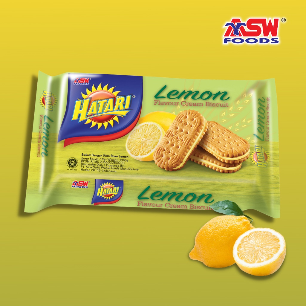 

Hatari Lemon Flavour Cream Biscuit 190gr / ASWFoods Biskuit Lemon Pack