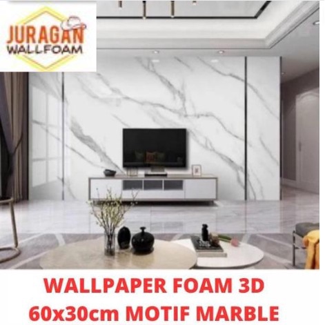 Wallpaper Foam 3D Motif Marble 60x30cm Tebal 3mm