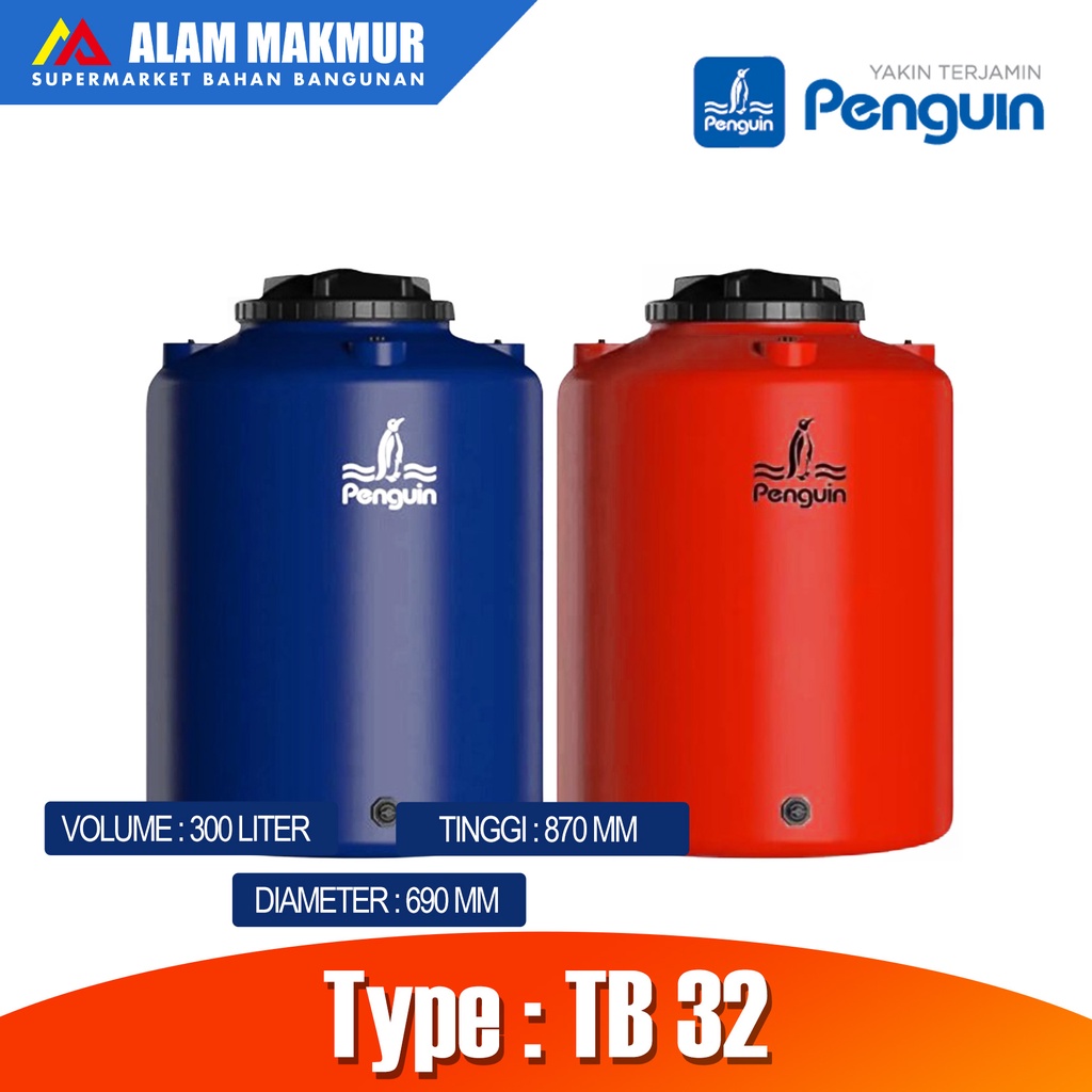 Toren air penguin TB 32 (300L) / tangki air anti lumut dan anti mikroba