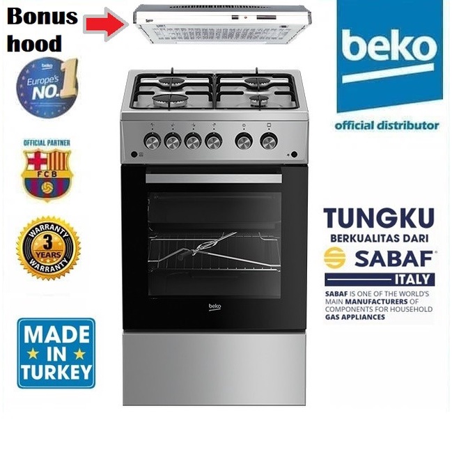 Beko Free Standing Gas Cooker Kompor Oven FSGT5211GS ORIGINAL