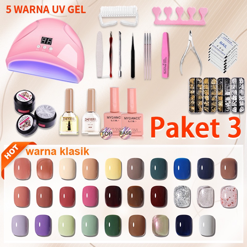 Paket Nail Art UV Gel Set Lengkap Kutek Lampu UV Manicure Pedicure