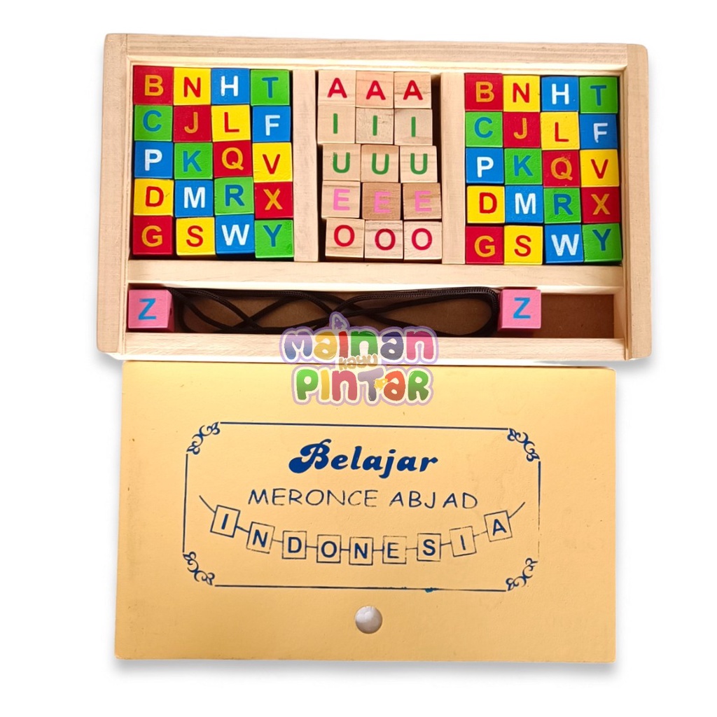 Meronce Abjad Dengan Tutup Mainan Edukasi Anak
