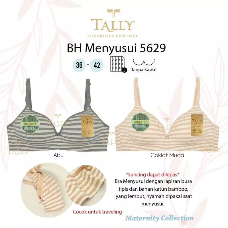 BH BRA MENYUSUI 5629 TALLY BRA BH MENYUSUI 5629 I TANPA KAWAT I CUP B BESAR | BUSA TIPIS I SIZE 36 - 42 Bra Menyusui Maternity Bra TALLY 5629 Bahan Seamless Lembut