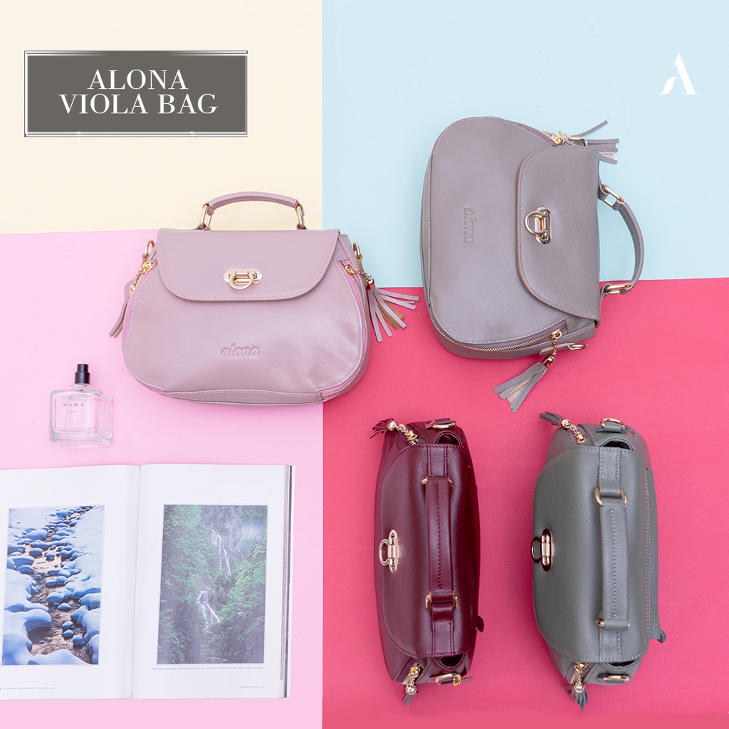 Tas Wanita Lucu Kekinian Slingbag Shoulderbag Mode 100% Kulit Sapi Asli - VIOLA BAG by Crown Leather