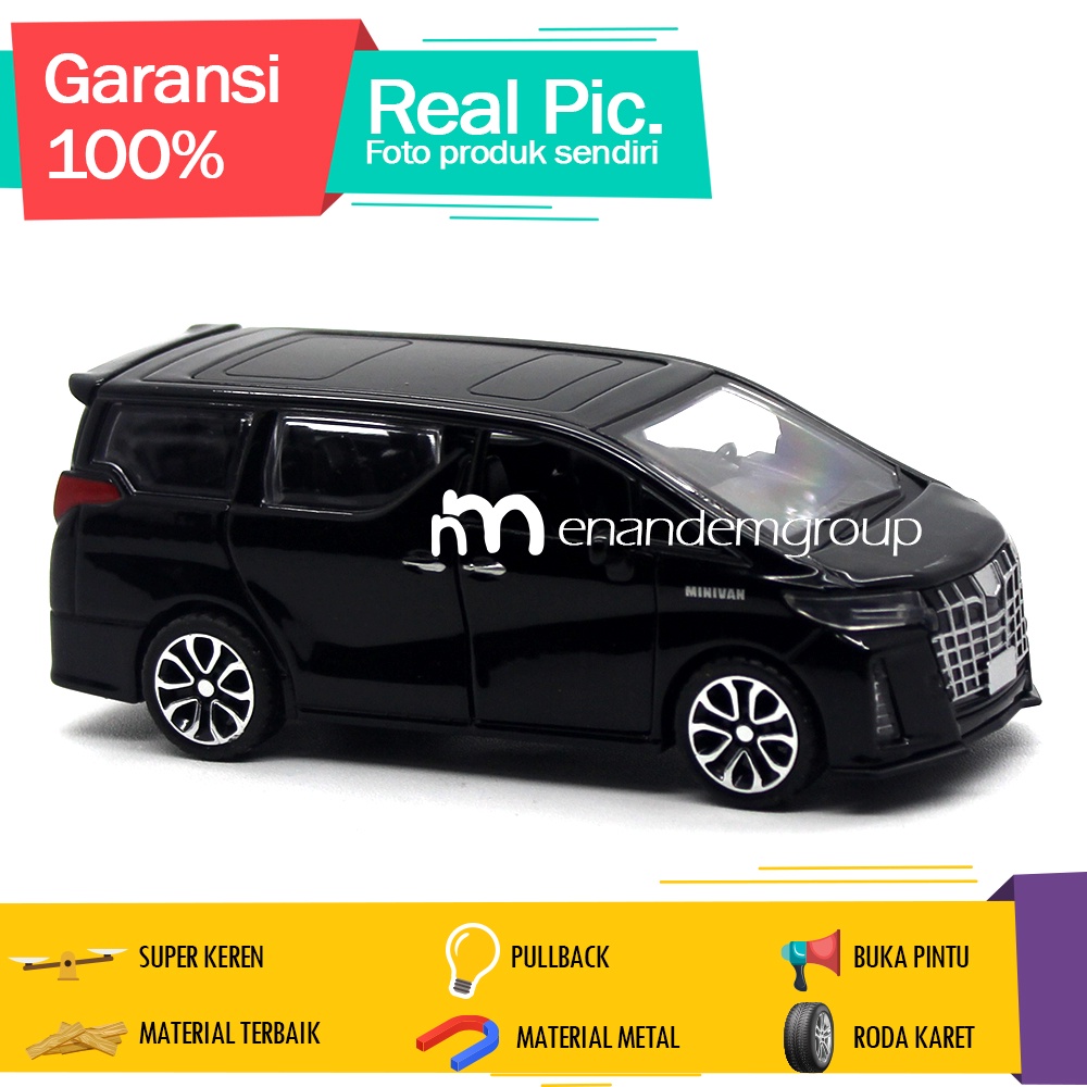 Diecast Mainan Mobil Miniatur Alphard Buka Pintu Route Besi Pullback