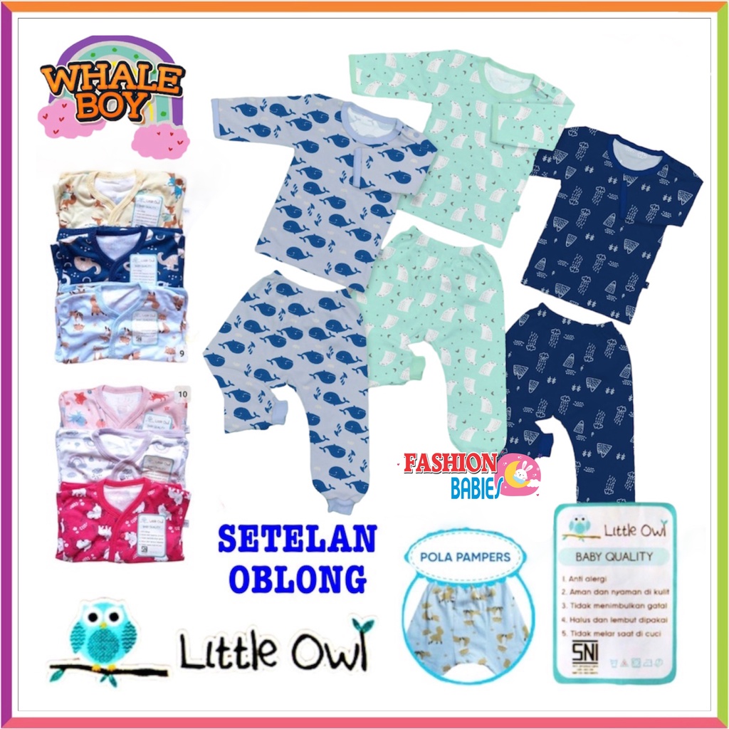 LITTLE OWL - BABY SET | SETELAN BAYI OBLONG PANJANG MIRIP VELVET ❤ Fashionbabies ❤