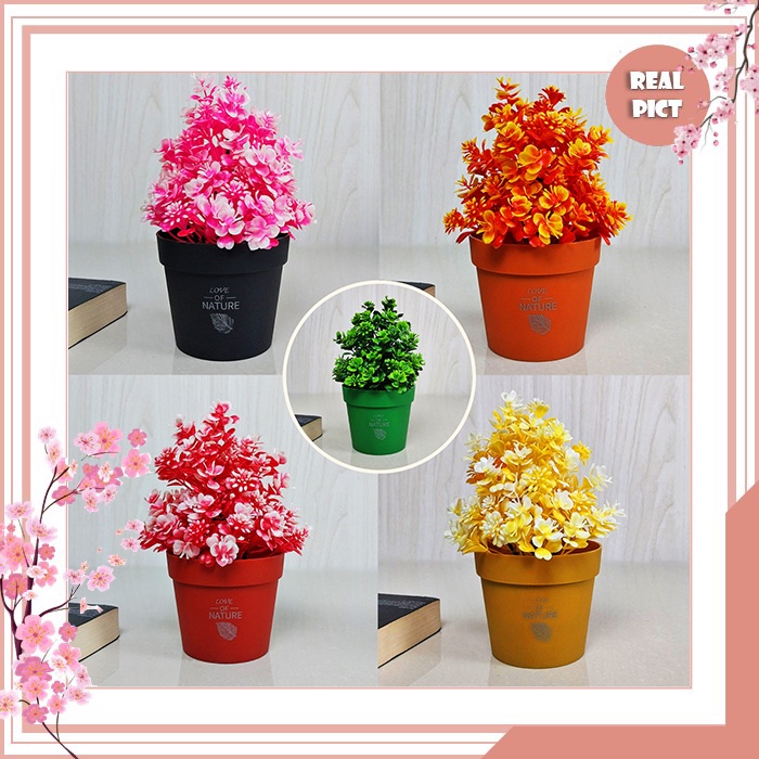 UNICO Bunga Plastik Pot Mini Dekorasi Meja Kantor Aesthetic Bunga Artificial Hiasan Rak TV PBP143