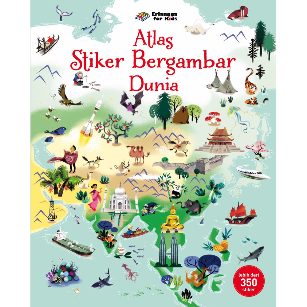 Erlangga For Kids - ATLAS STIKER BERGAMBAR DUNIA