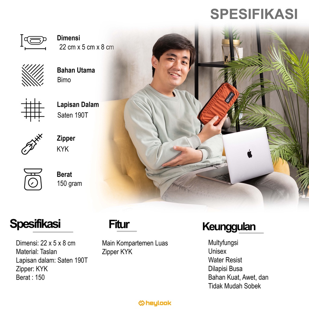 Pencil Case Kotak Tempat Pensil Pocket Simple Kotak Pensil Anak Sekolah Kuliah Kerja Kantor – HITAM