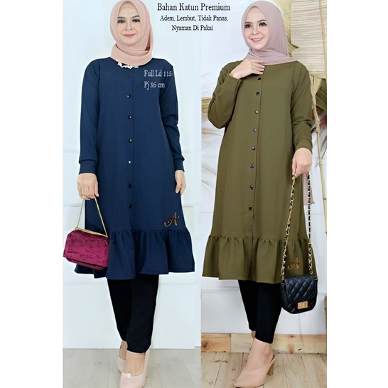 TUNIK ELTI REMPEL BAWAH KEKINIAN BAHAN KATUN PREMIUM FULL LD 115 / BAJU WANITA/ PAKAIAN WANITA / ATA
