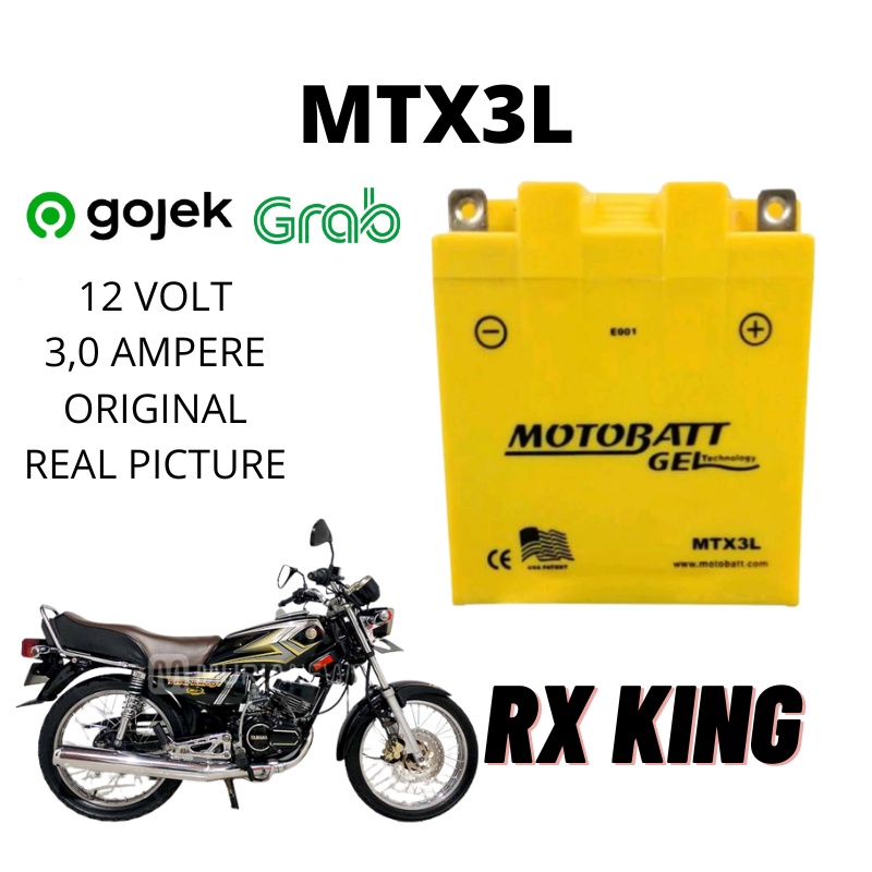 AKI MOTOR KERING YAMAHA RX KING MOTOBATT GELL MTX3L 12 VOLT 3 AH ORIGINAL