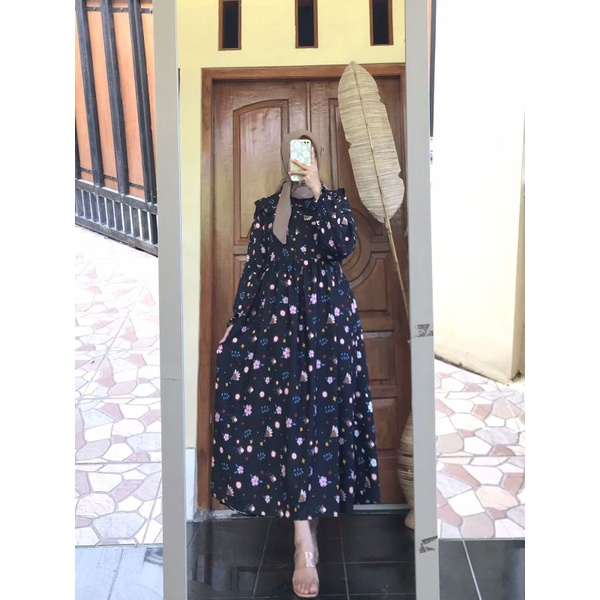 MIDI DRESS MOTIF BUNGA KECIL-KECIL ONLY 70RBAN