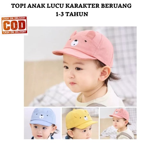 TERMURAH TOPI ANAK LUCU KARAKTER BERUANG USIA 1-3 TAHUN LAKI PEREMPUAN