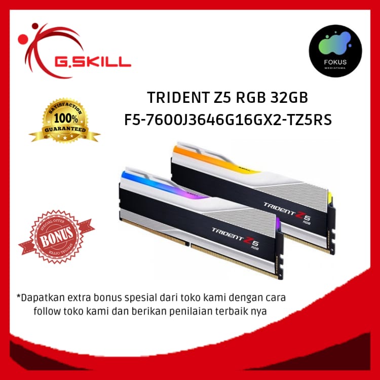 GSKILL TRIDENT Z5 RGB DDR5 32GB 2x16 7600MHz F5-7600J3646G16GX2-TZ5RS