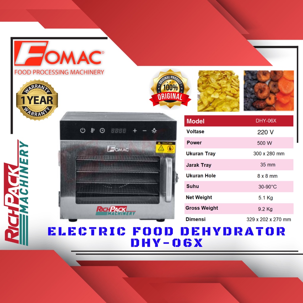 Fomac DHY-06X Dehydrator Mesin Kripik Pengering Bahan Makanan